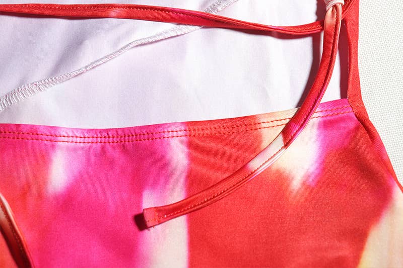 PRINTED SEXY HALTER HALTER IRREGULAR DRESS