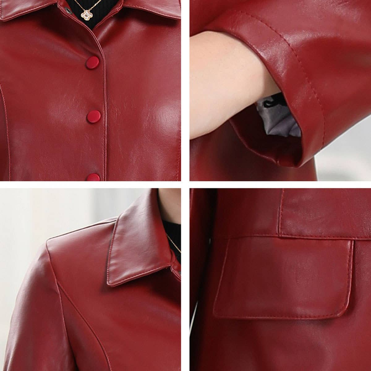 Slim Fit Mid-Length PU Jacket ??Leather Coat_CWMM9022