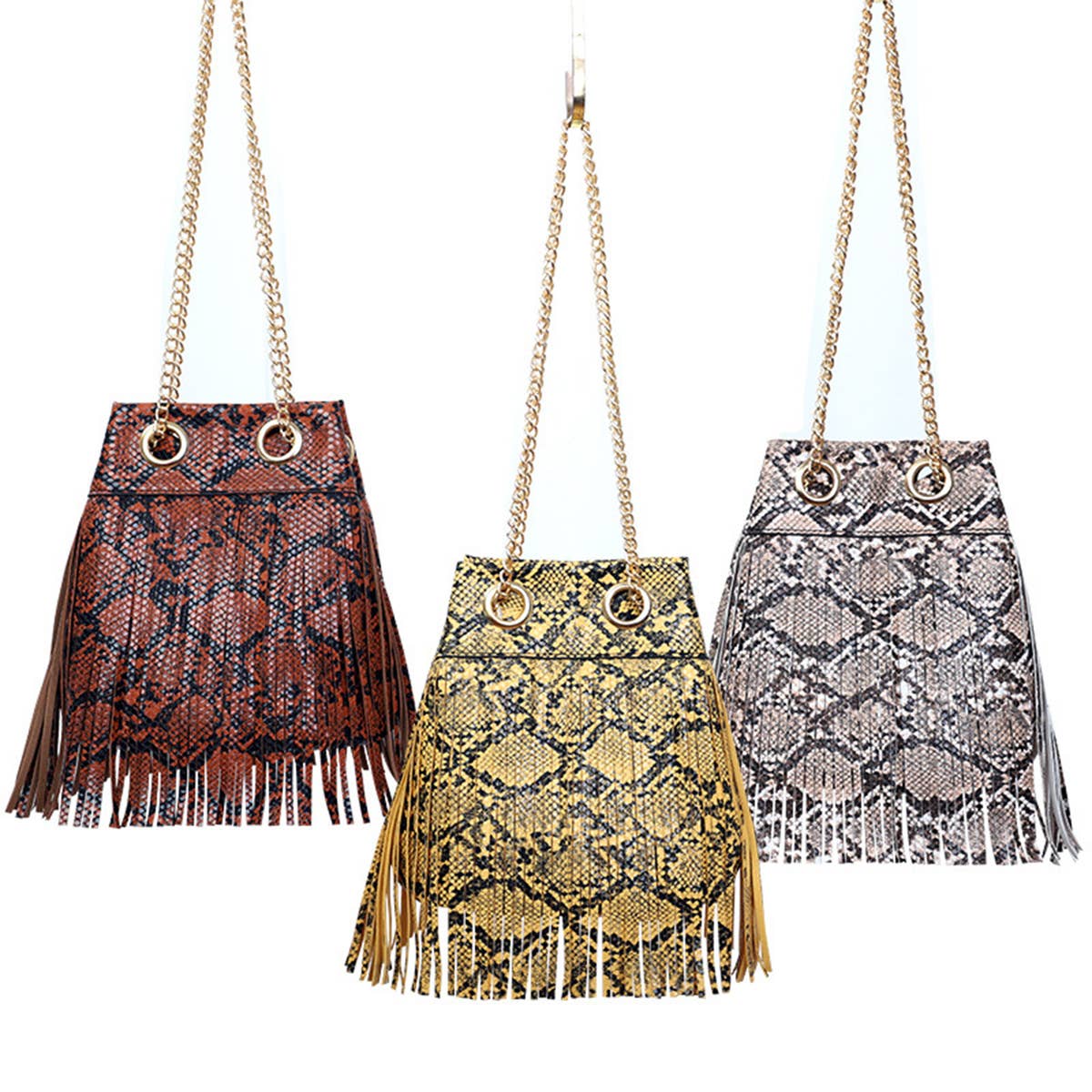 WOMEN SNAKE  PORTABLE FRINGE BAG_CWAB0797