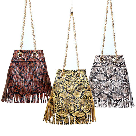 WOMEN SNAKE  PORTABLE FRINGE BAG_CWAB0797