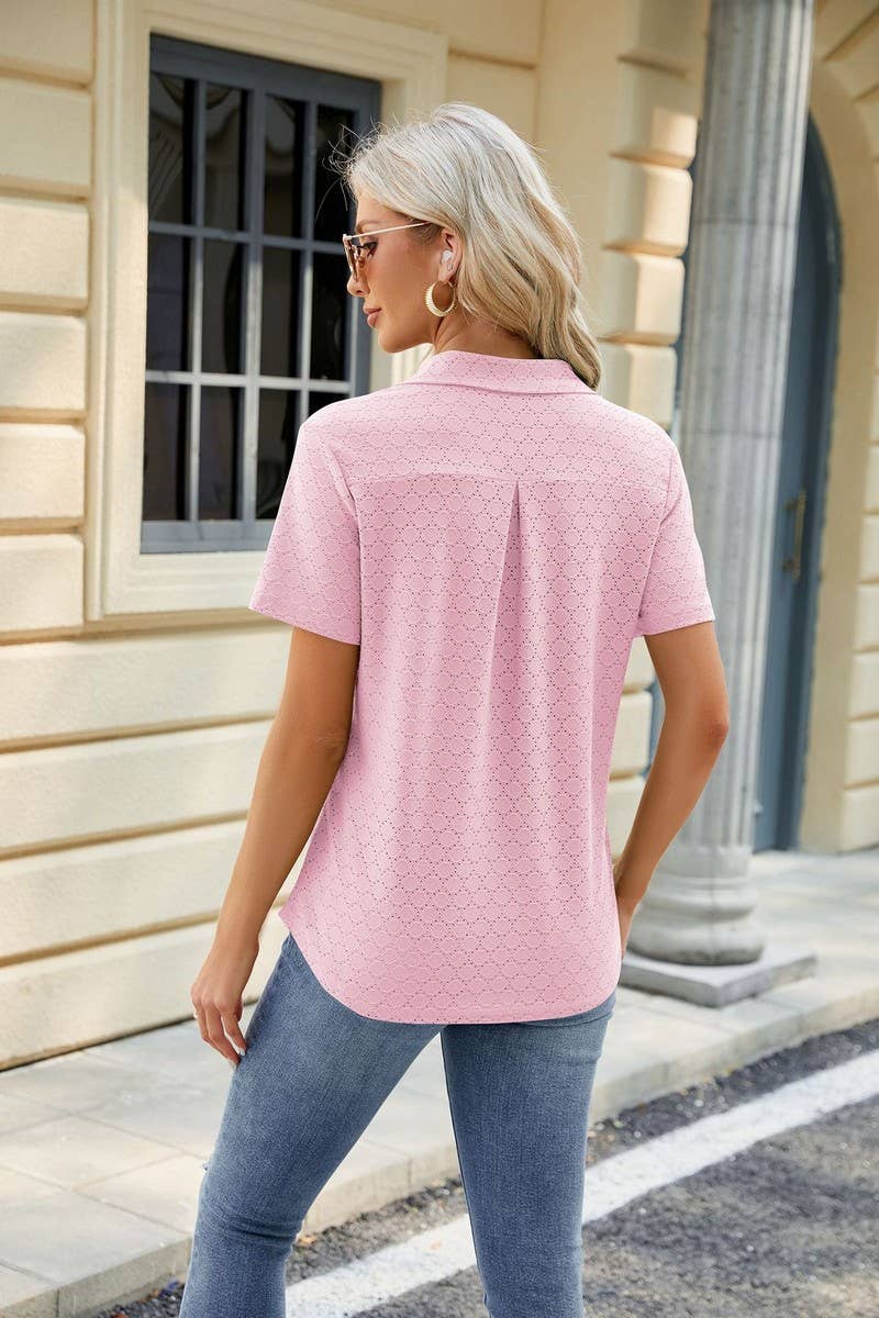 LAPEL POCKET PURE COLOR LEISURE T SHIRT_CWTSTS0189