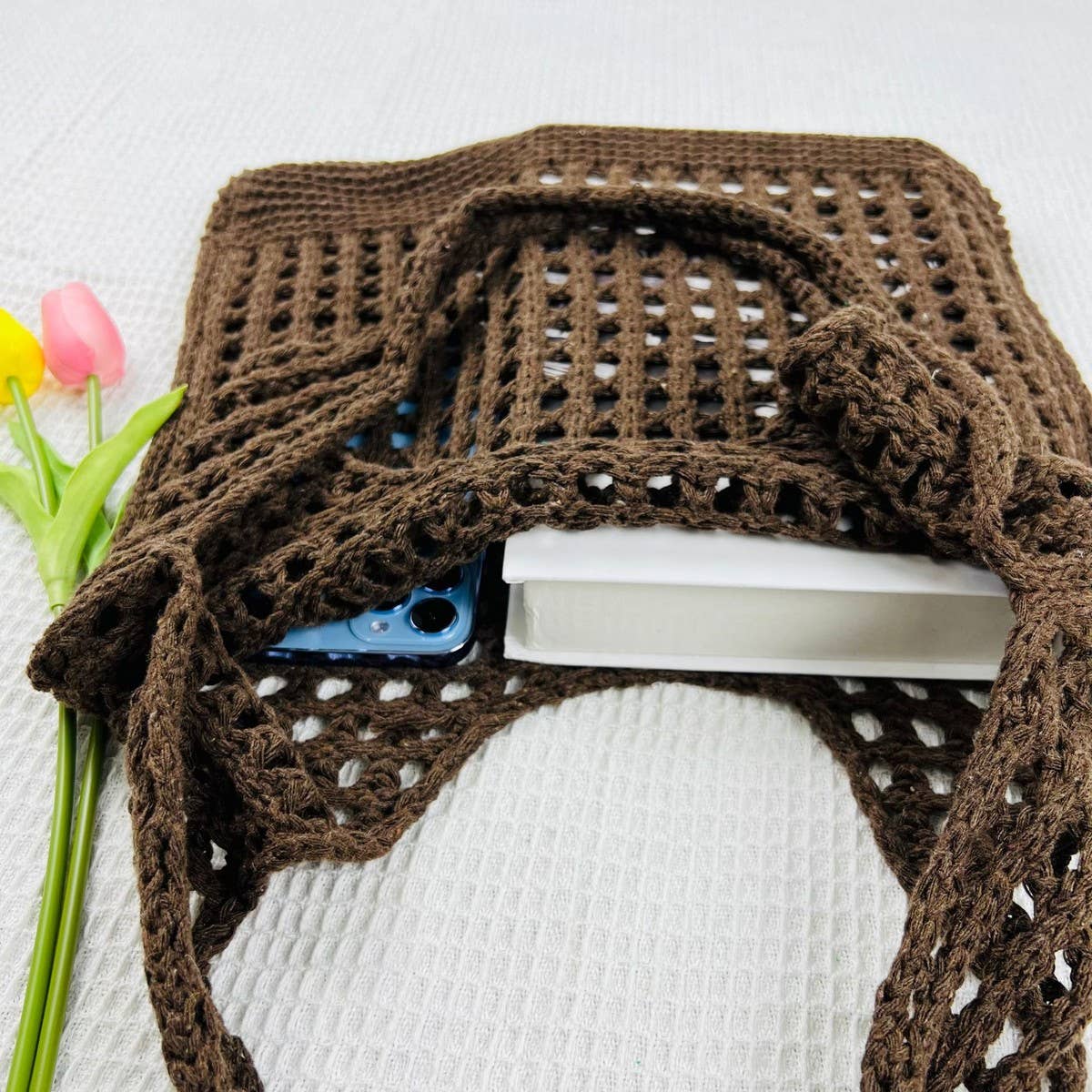 CWAB1953_KNITTED HOLLOWED OUT TOTE BAG