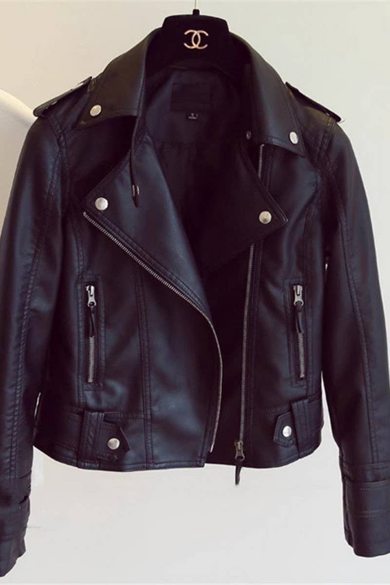 CWOSWL07123_FASHION SLIM FIT LAPEL LEATHER MOTORCYCLE JACKET