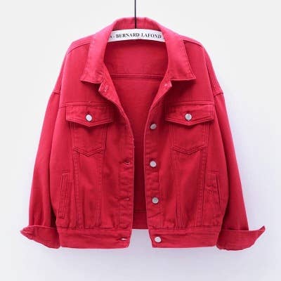 Solid color slim cropped denim jacket casual jacket