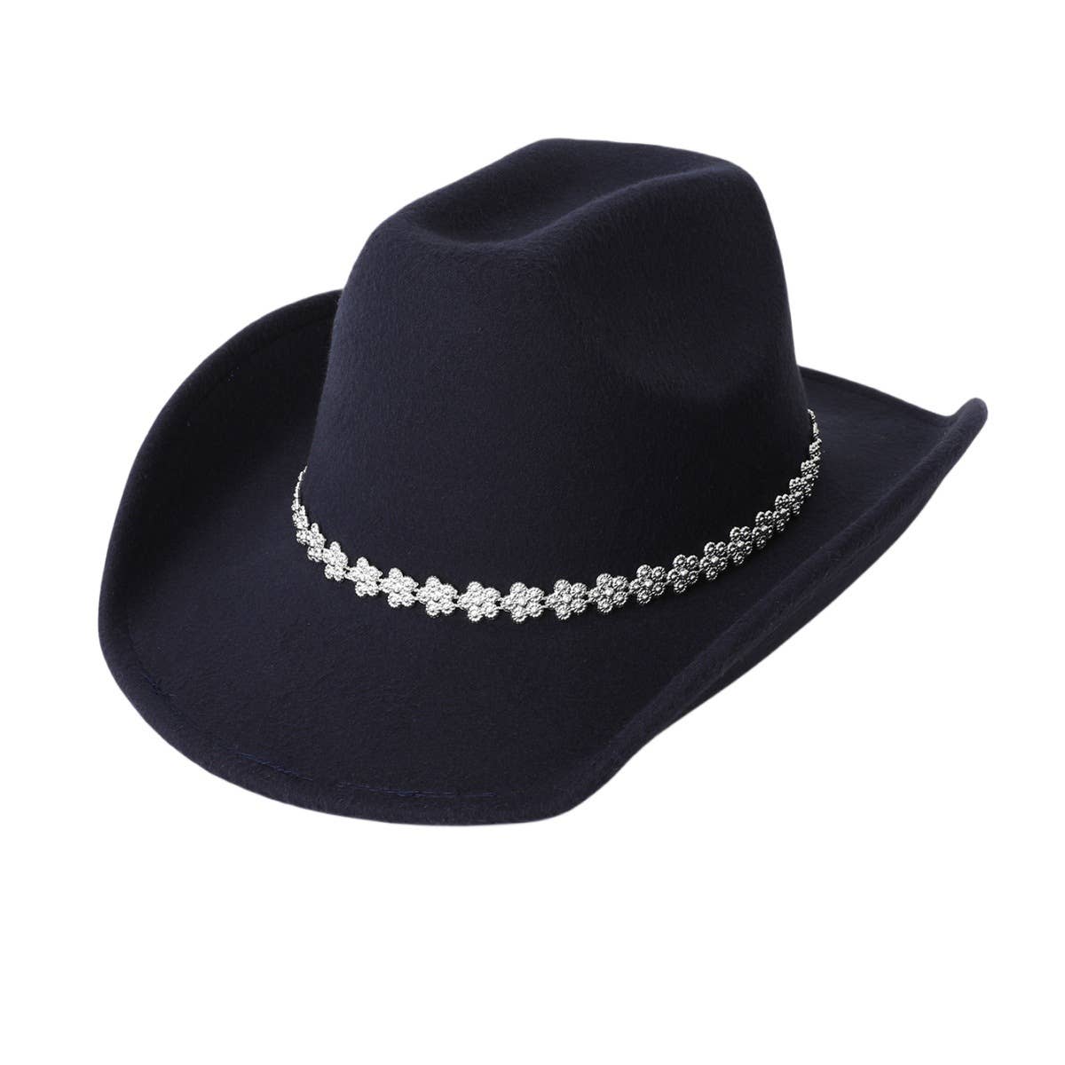 Rhinestone Wool Felt Western Cowboy Fedora Hat_CWAH3637