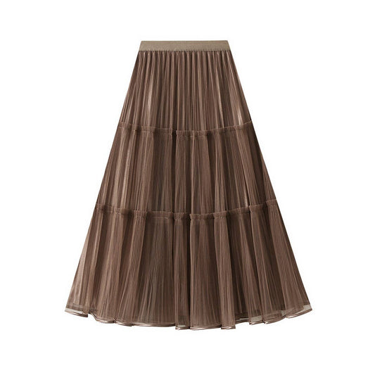 Reversible High-Waist A-Line Mesh Midi Skirt