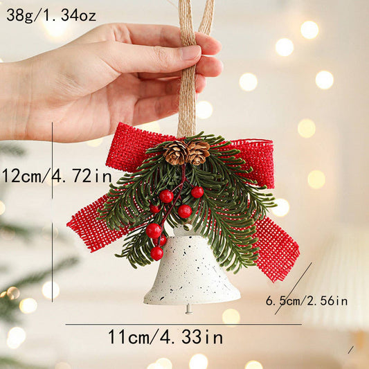 CWMM10370_CHRISTMAS METAL BELL BOW PINECONE DOOR ORNAMENT