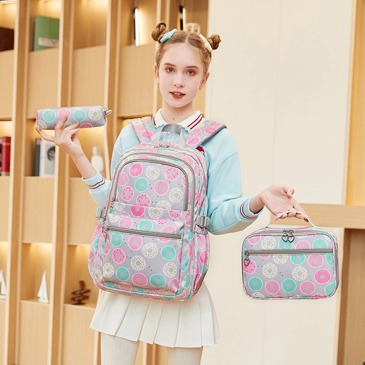 Backpacks for School, Donut 3-Piece Set Girls_CWAB5458
