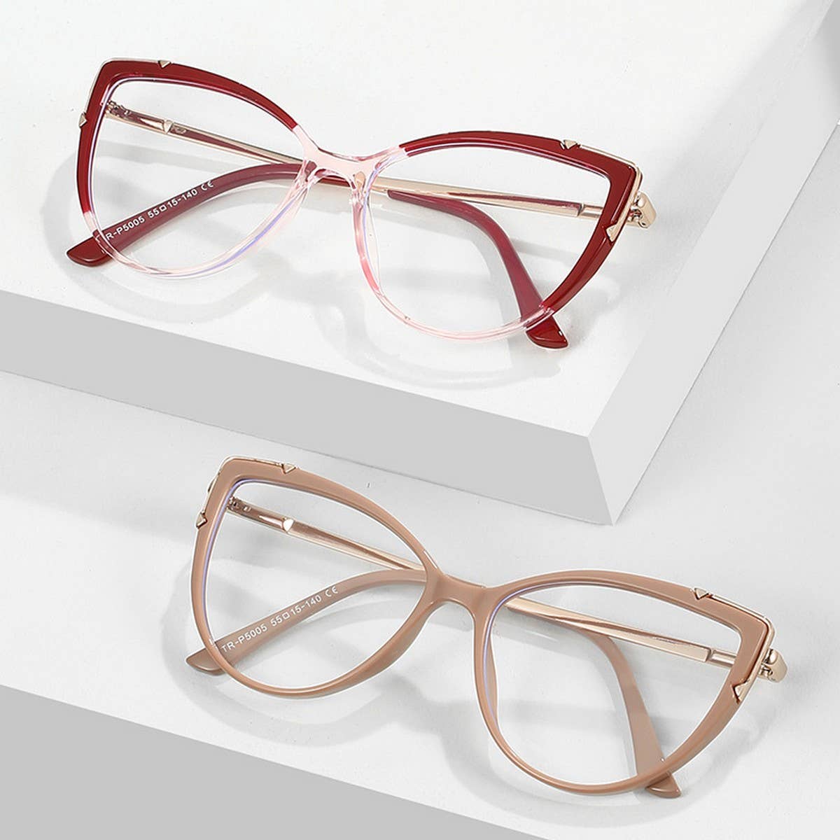 CAT-EYE TR FRAME TEMPLES BLUE LIGHT FLAT GLASSES_CWASG0275