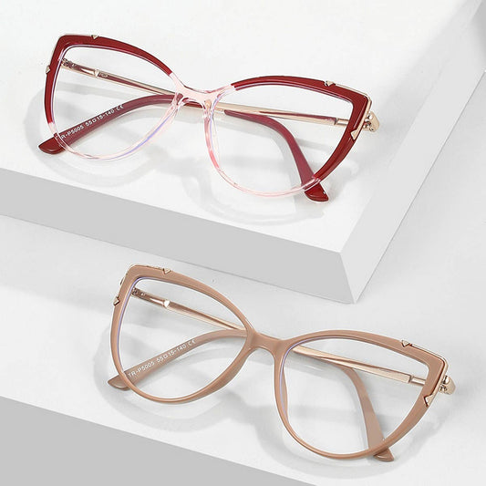 CAT-EYE TR FRAME TEMPLES BLUE LIGHT FLAT GLASSES_CWASG0275