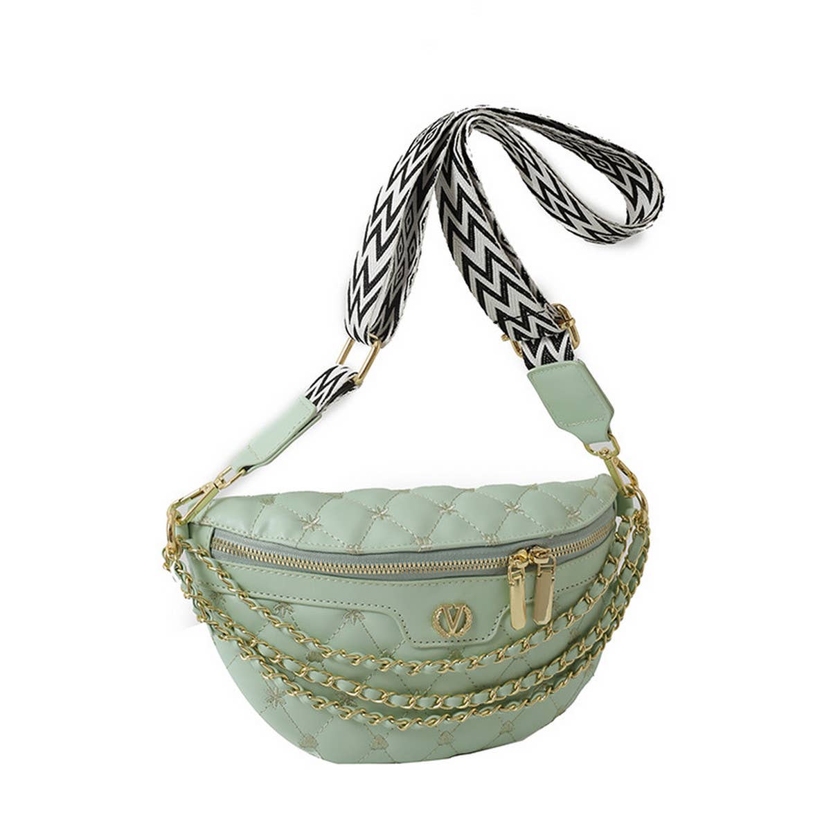 DIAMOND ZIPPER CASUAL CHEST BAG_CWAB2080