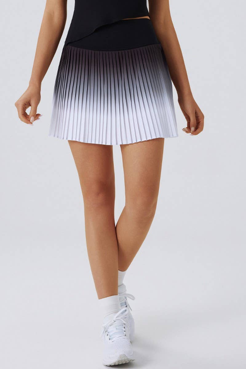 CWBSS0357_SOLID COLOR ANTI-EXPOSURE PLEATED SPORTS SKIRT