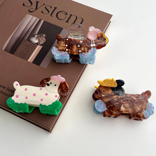 Cute Cartoon Dog Acetate Clip ?Chic Simple Hairpin