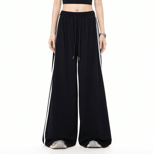 Sporty Wide-Leg Colorblock Relaxed Fit Pants