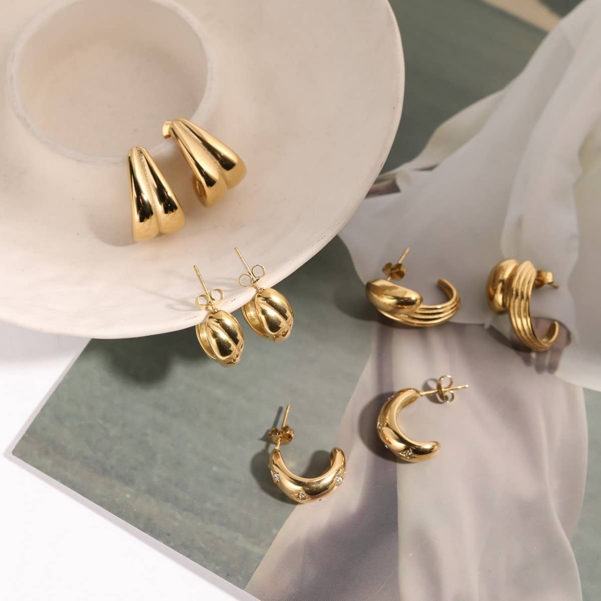 Stainless Steel Mirror Geometric Earrings_CWAJE5114