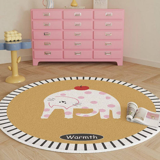 Cute Cartoon Round Rug Plush Floor Mat for Bedroom