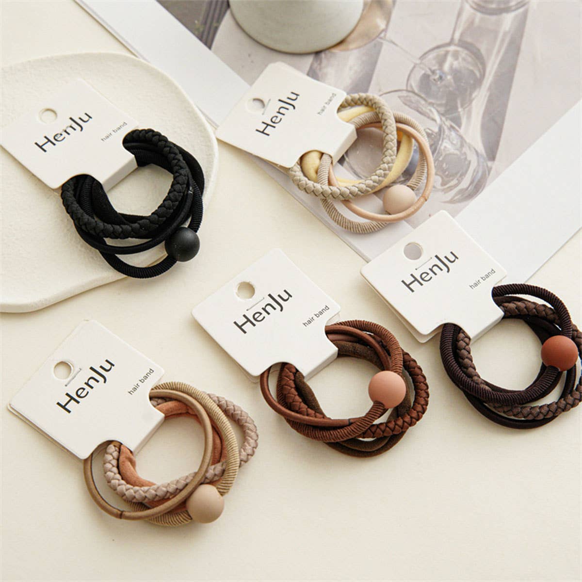 4PCS/SET BALL SIMPLE HAIR TIES_CWAHA0333