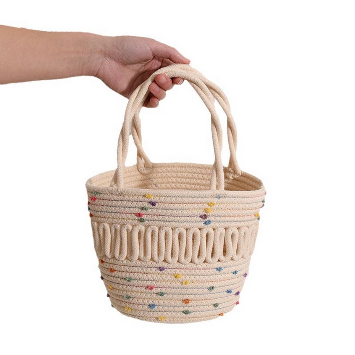 CUTE COLORFUL HOLLOW BUCKET WOVEN BAG_CWAB1888