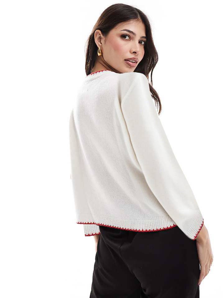 Lobster jacquard round-neck pullover sweater