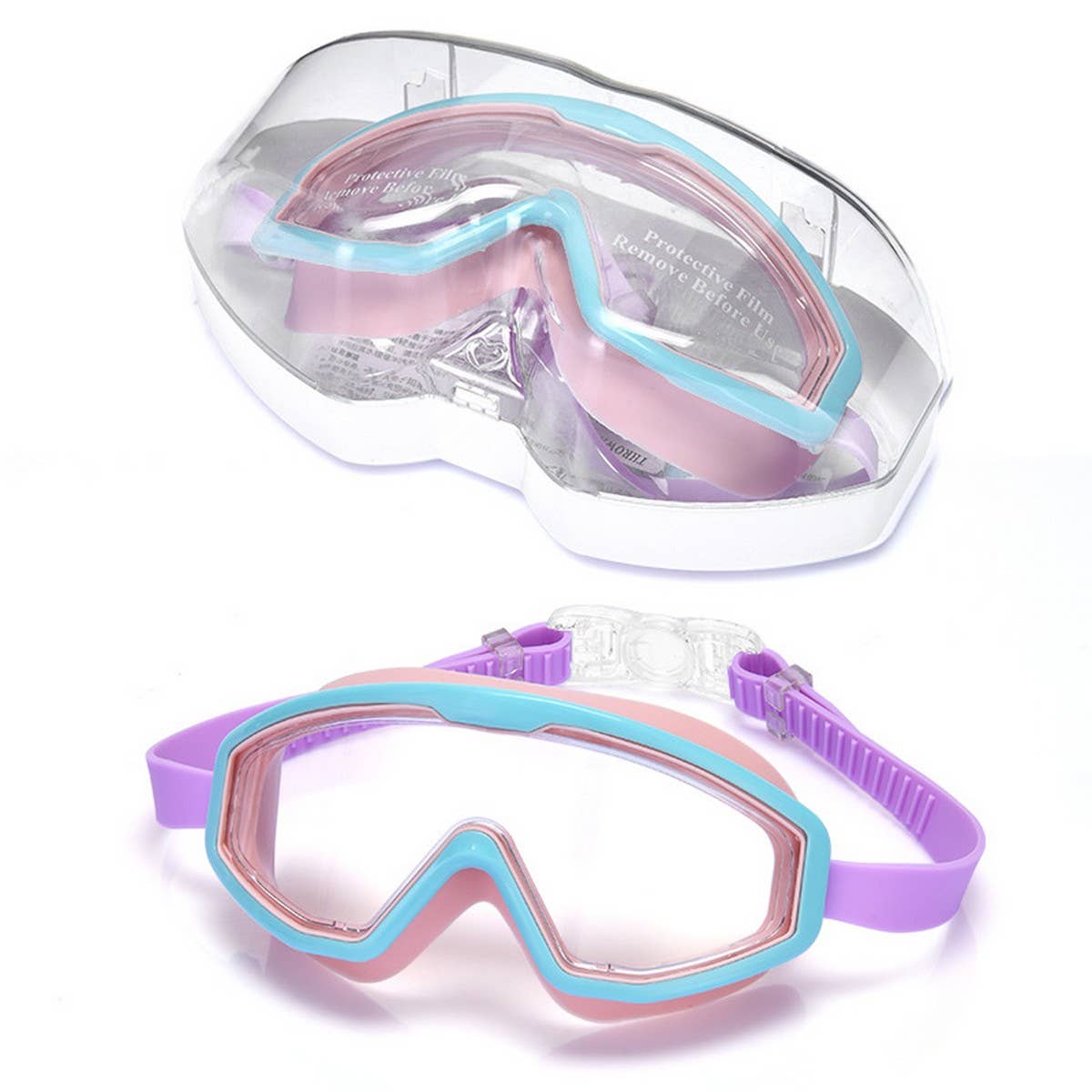 Kids Swim Goggles, Anti-Fog Large Frame Flat Lens