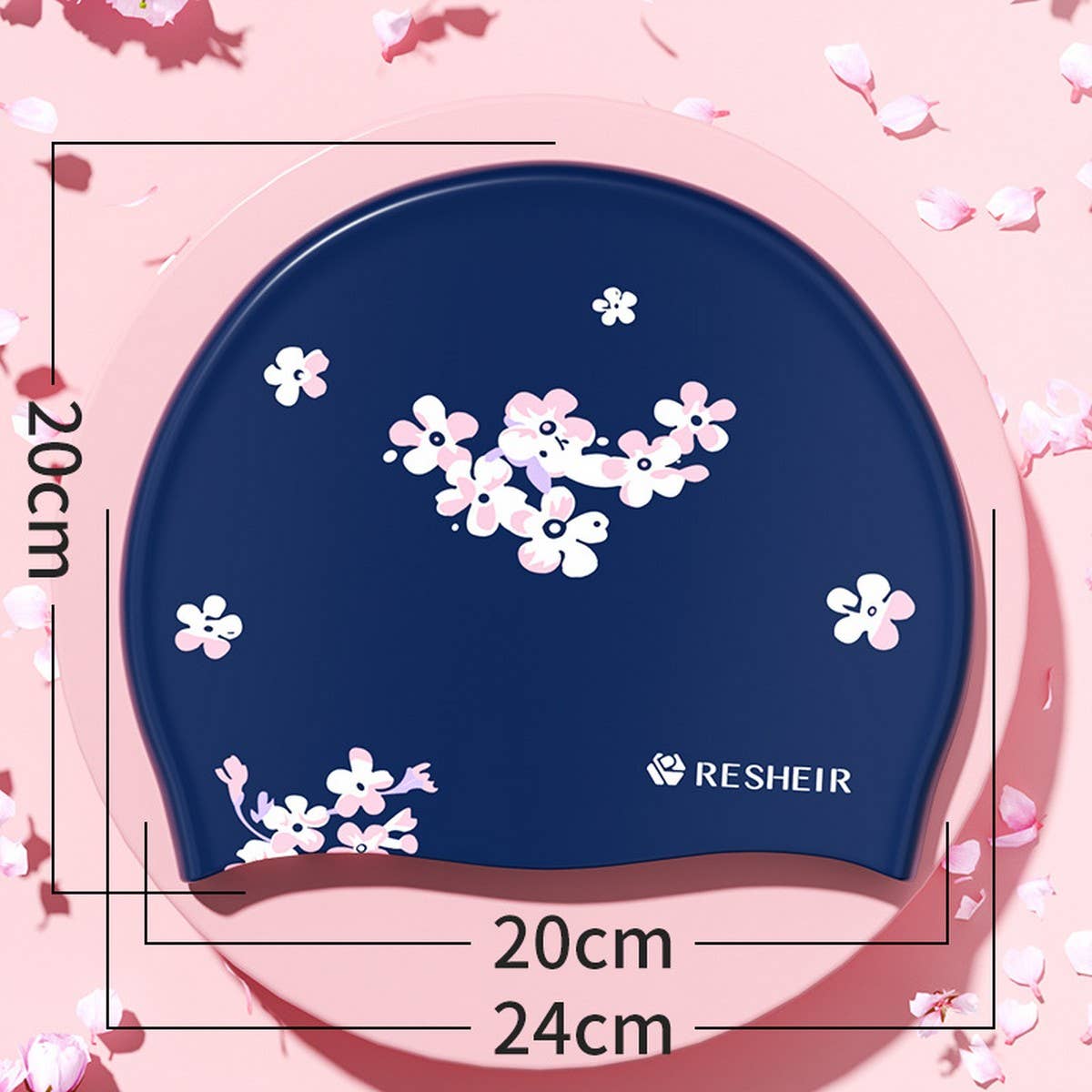 XL Printed Silicone Swim Cap for Women Adults_CWMM6706