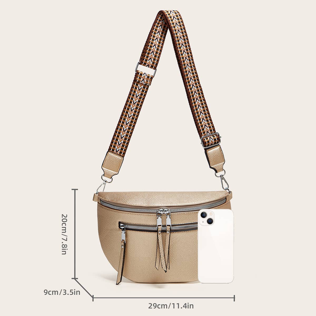 WOMEN LITCHI PATTERN CHEST BAG WAIST BAG_CWAB2658