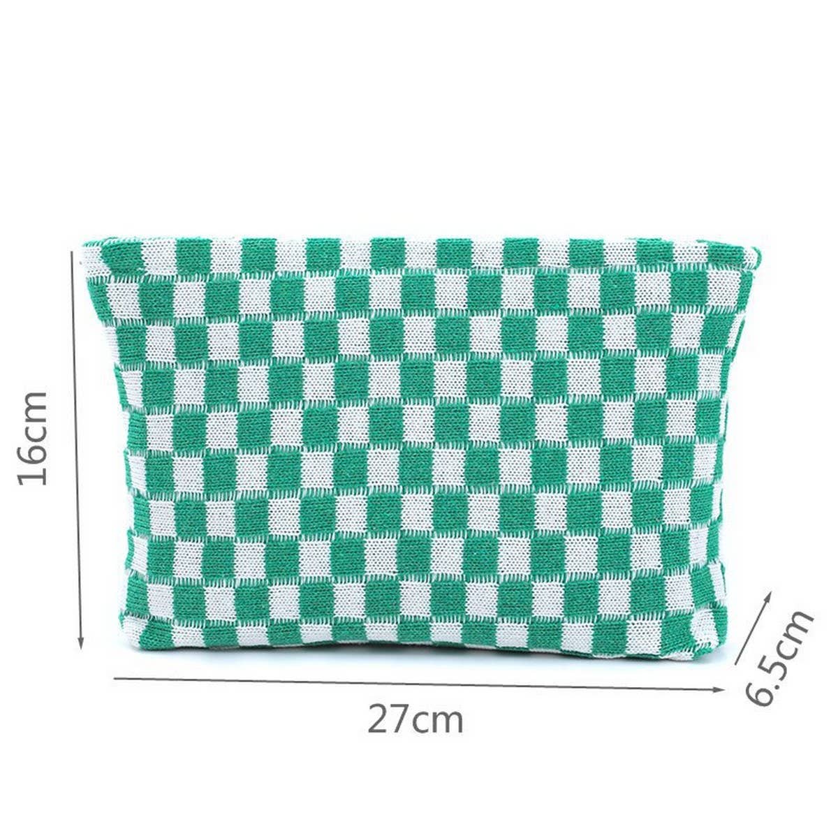 KNITTED CHECKERBOARD MAKEUP BAG PEN BAG_CWAB1210