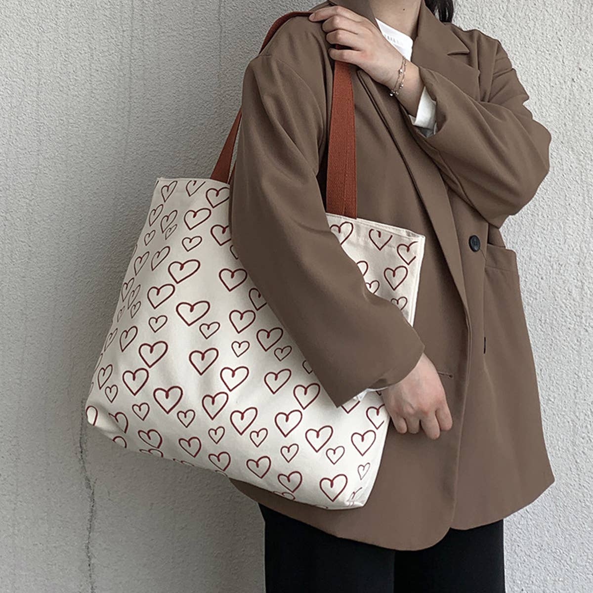 SIMPLE LOVE LAZY STYLE STUDENT CANVAS BAG_CWAB2152