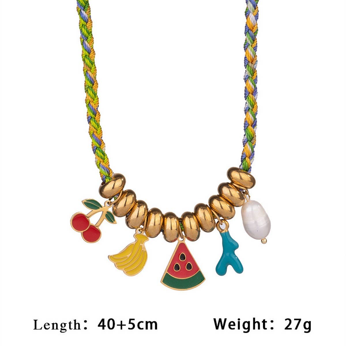 Colorful Fruit Bead Rope Necklace & Bracelet