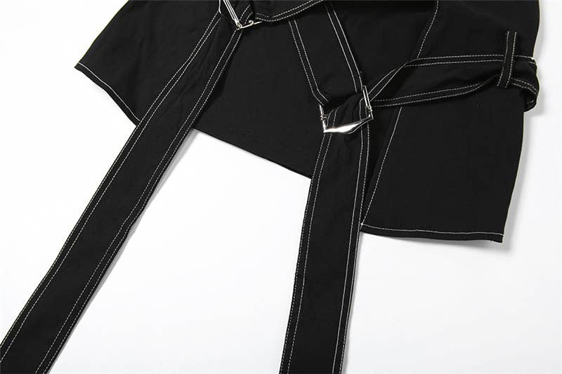 Patchwork skirt suit that covers the buttocks