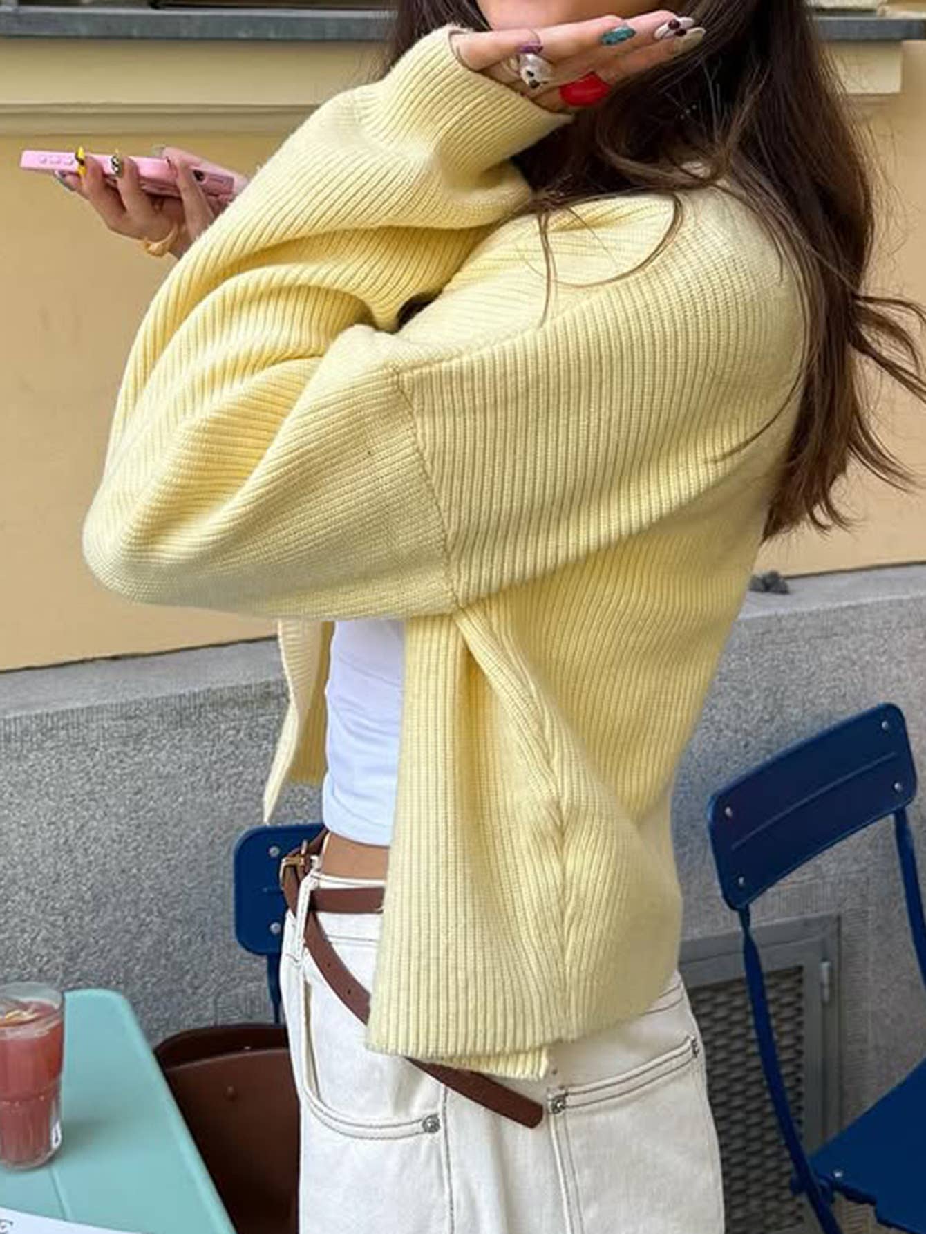 Simple single-breasted woolen long-sleeved coat