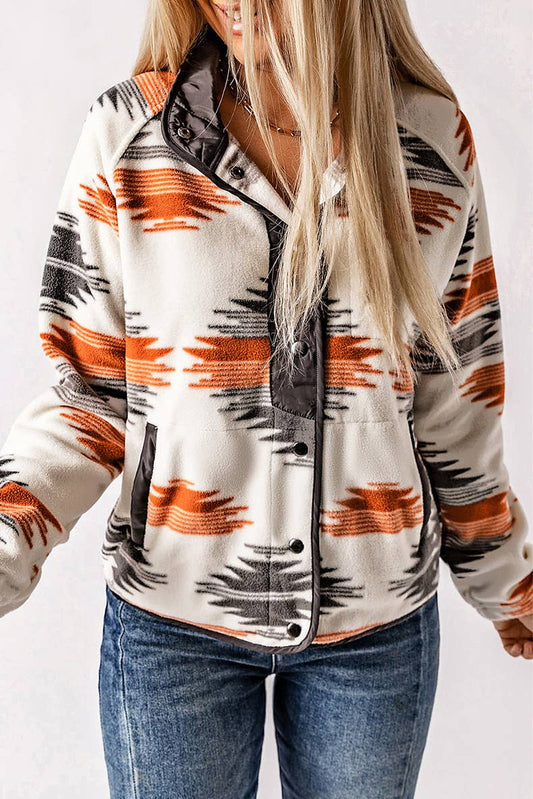 WESTERN PRINT FASHION WARM COLOR CARDIGAN JACKET