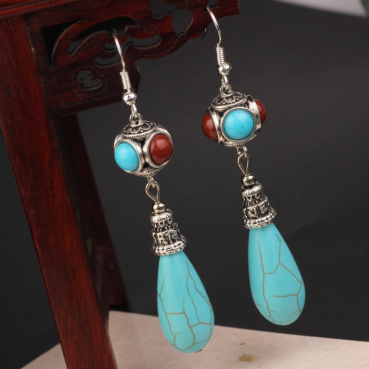HIGH-END ETHNIC RETRO WATER DROP EARRINGS