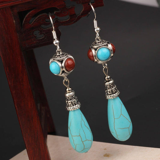 HIGH-END ETHNIC RETRO WATER DROP EARRINGS