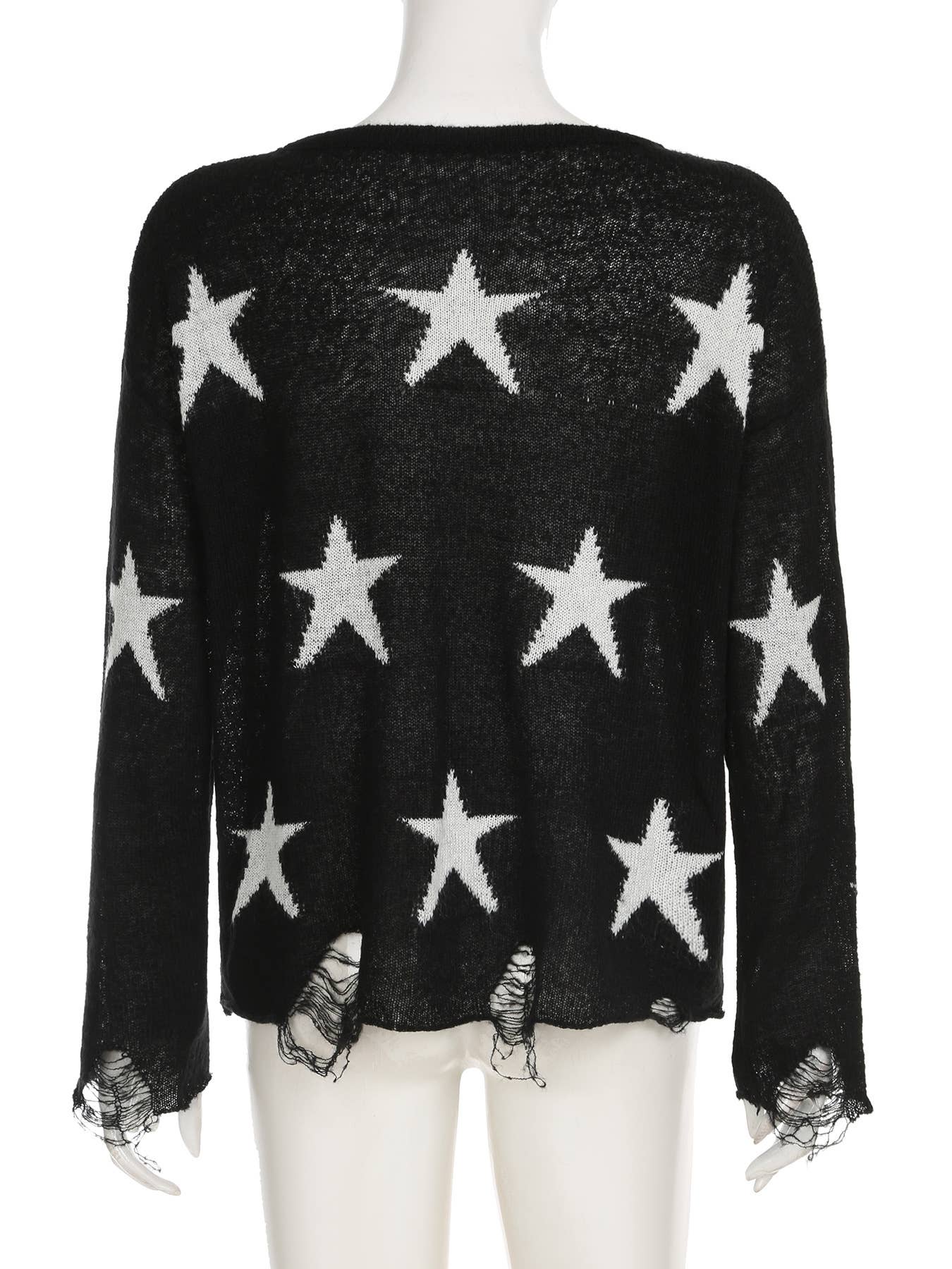 SLOUCHY CASUAL COLOR STAR PATCHWORK LOOSE SWEATER