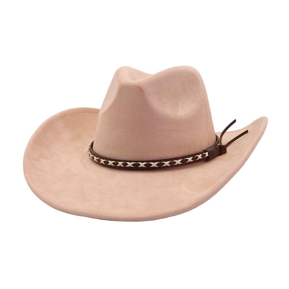 Soft Suede Western Cowboy Fedora Hat Ethnic Style_CWAH04401