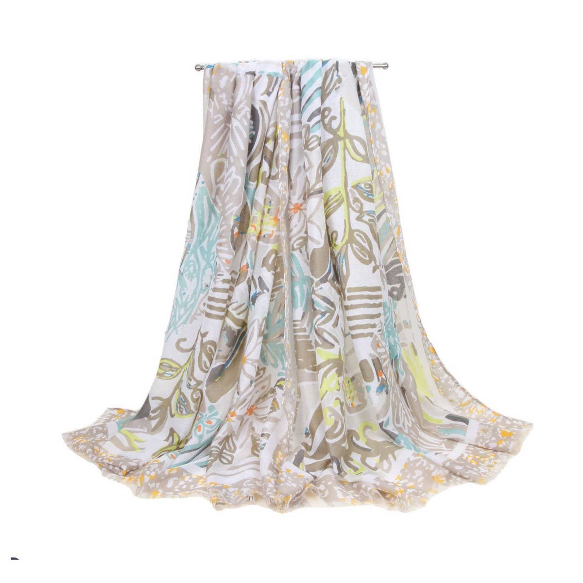 UV Protection Silk Scarf - Floral Beach Shawl