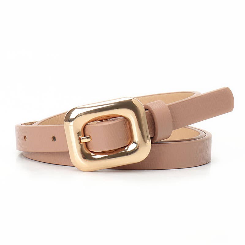 Simple alloy square buckle women's belt