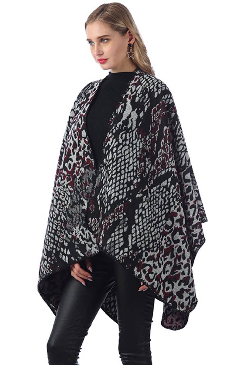 LEOPARD PRINTING SHAWL WRAP CAPE PONCHOS