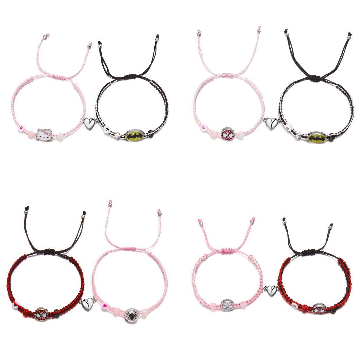 CWAJE2505_HALLOWEEN WOVEN HEART MAGNETIC COUPLE BRACELET