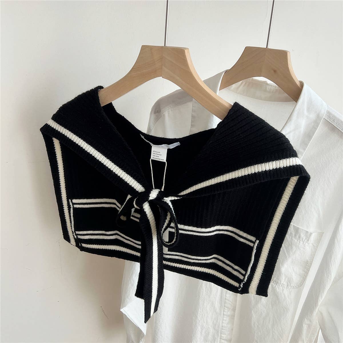 Knit Knot Shawl ? Striped Collar Wrap for Women