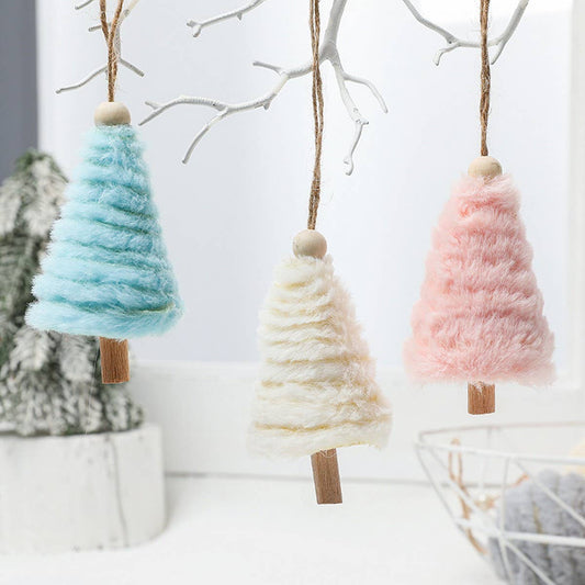 Plush Christmas Feather Tree Hanging Bell Decor_CWMM9796