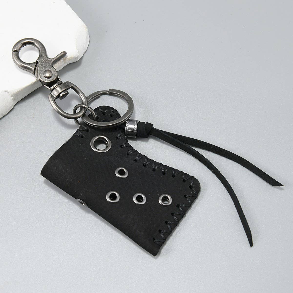 VINTAGE COWHIDE LIGHTER CASE KEYCHAIN PENDANT
