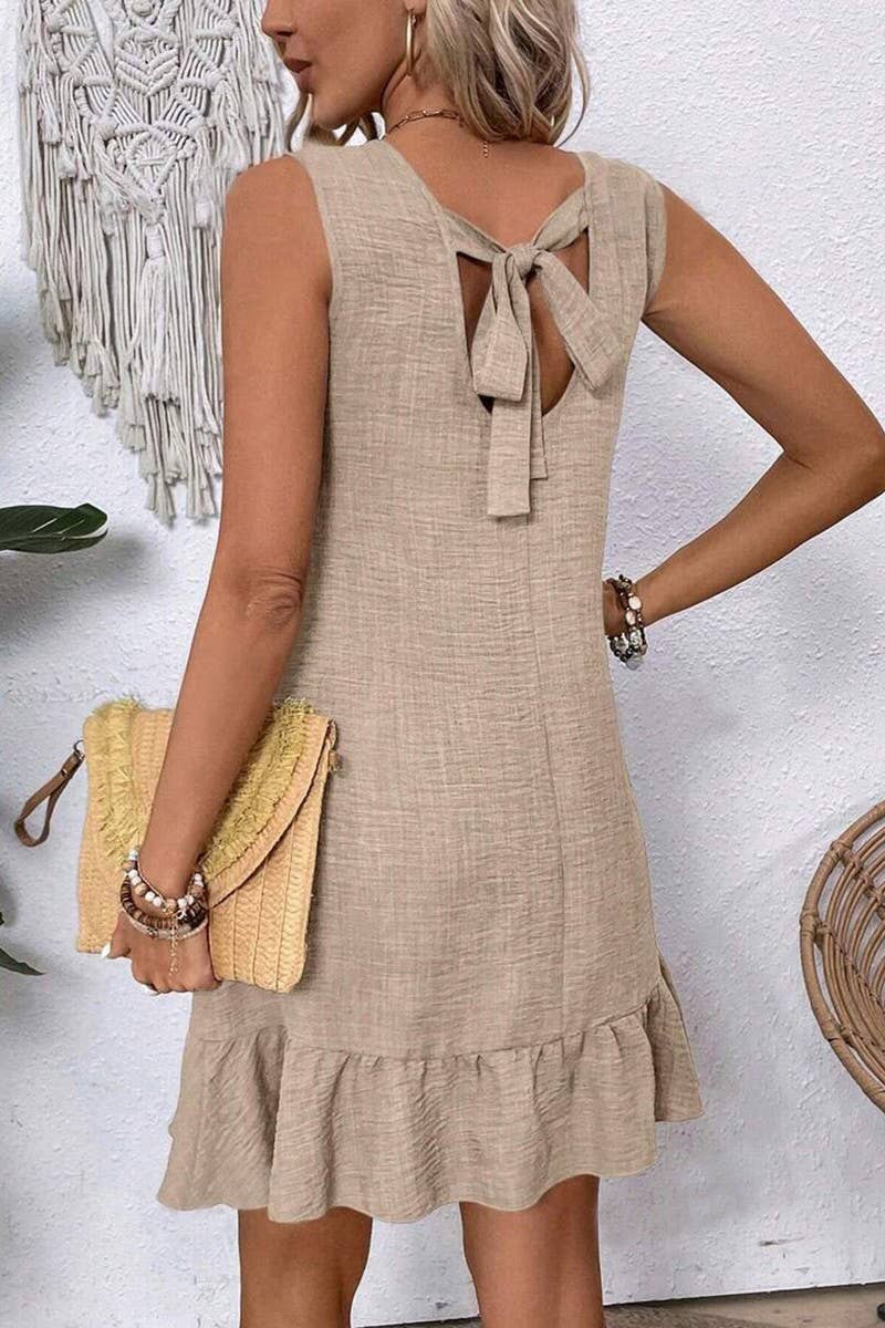 CWDSD7142_RUFFLED SLEEVELESS CASUAL TANK DRESS