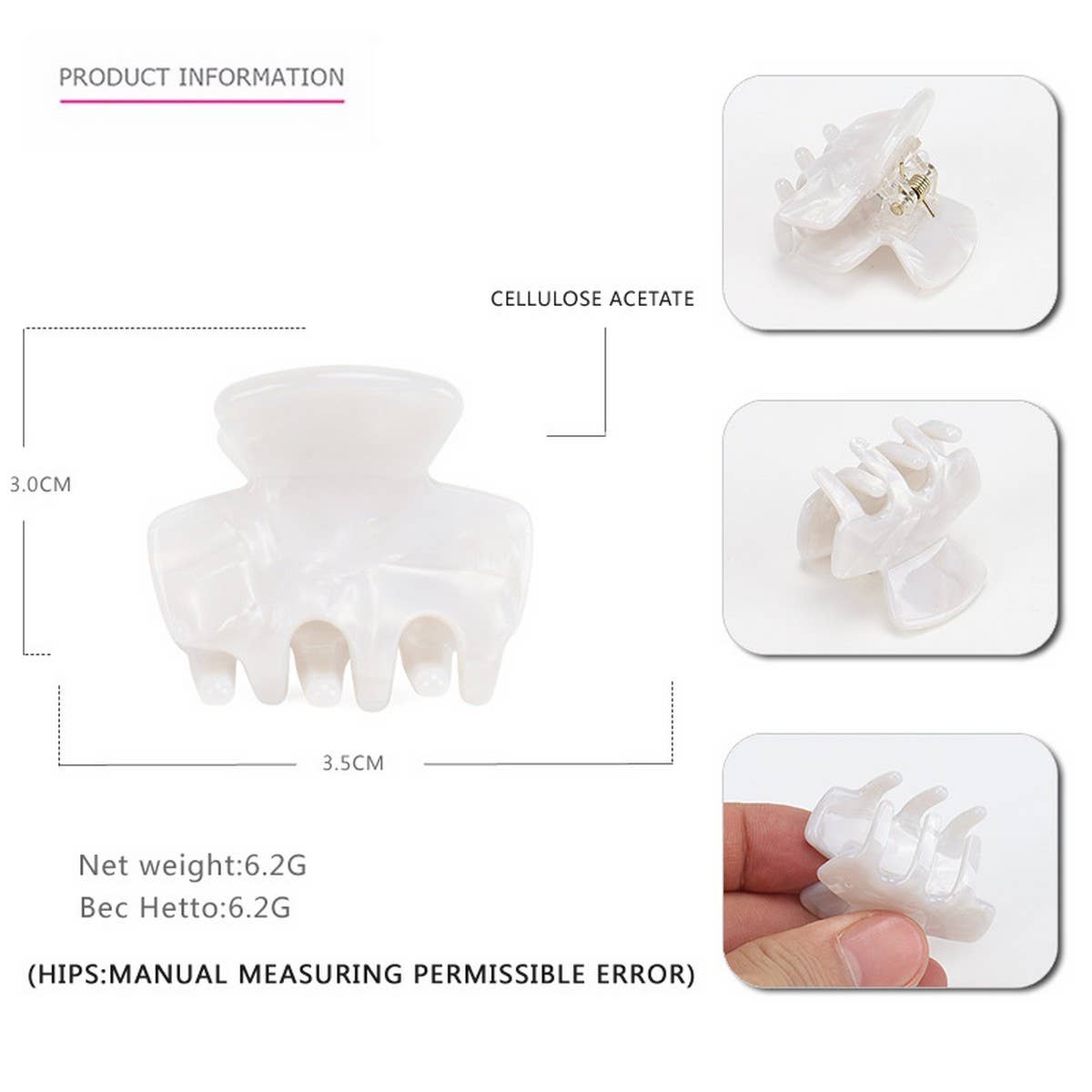 Mini Geometric Acetate Hair Claw, Simple Bang Clip