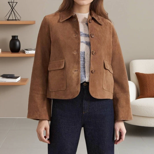 Suede solid-color fashionable jacket