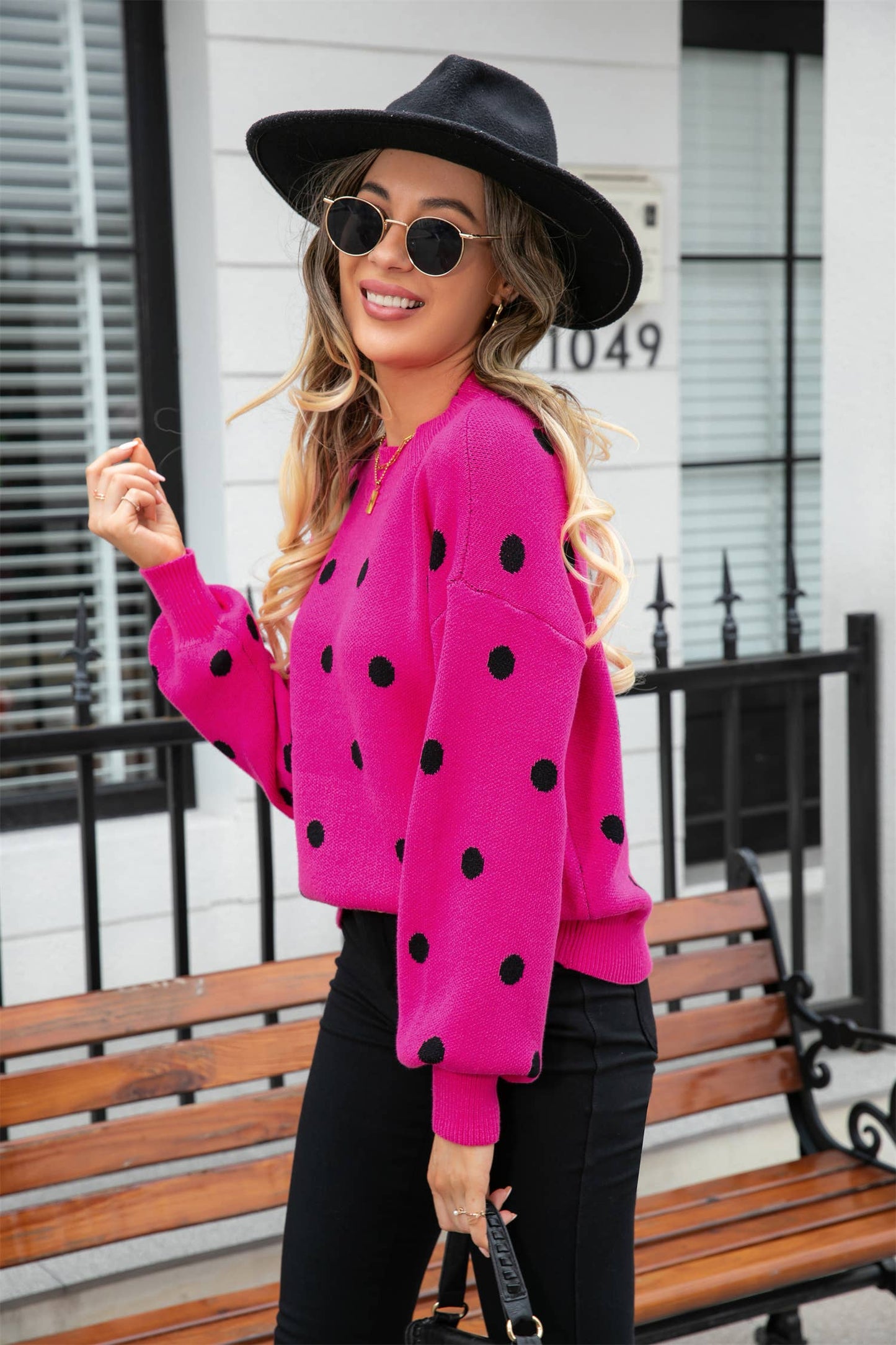 SWEATER KNIT SWEATER POLKA DOT PULLOVER SWEATER