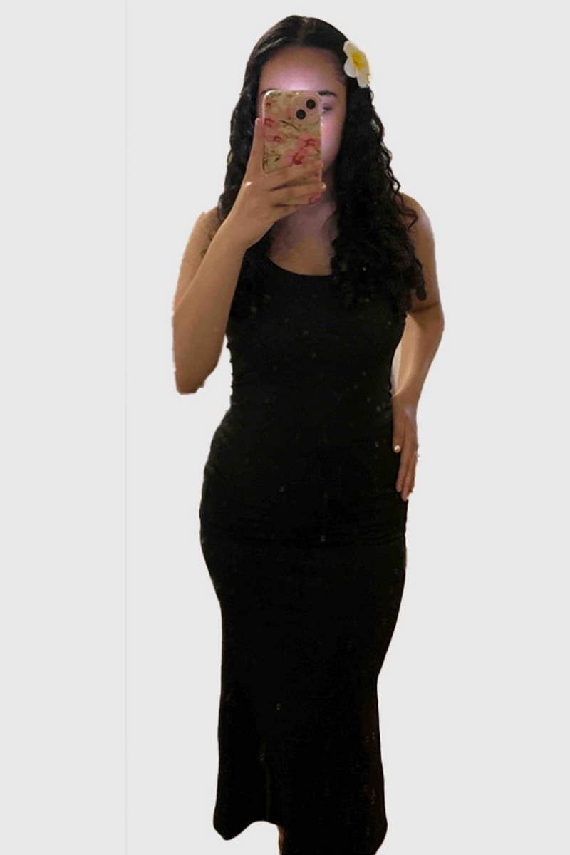 CWDMD4713_SEXY HALTER NECK SUSPENDER SLIM BACKLESS DRESS