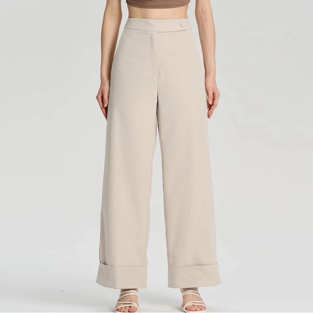 Trendy Wide-Leg High-Waisted Suit Slacks_Cwblp1061