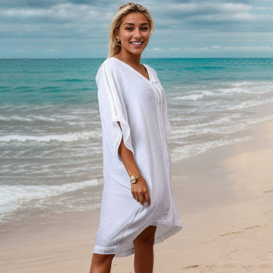Loose Fit Bamboo Cotton Beach Cover-Up, Plus Size